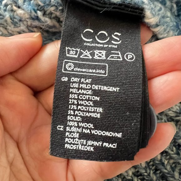 COS Wool Blend Cardigan Color-Block Blue - Picture 8 of 10